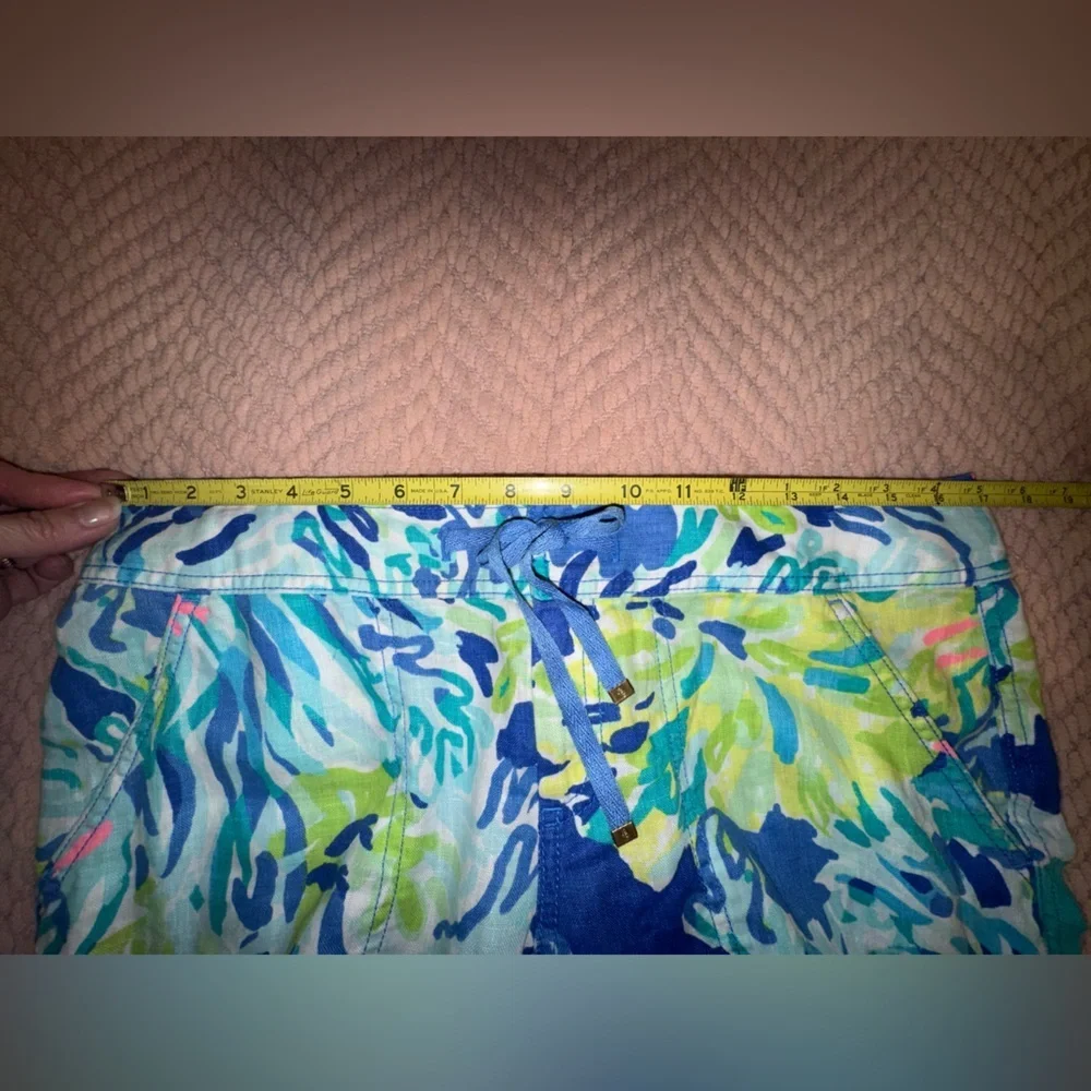 Lilly Pulitzer Calley Pants Brilliant Blue Wade & Sea Linen Size 6 EUC